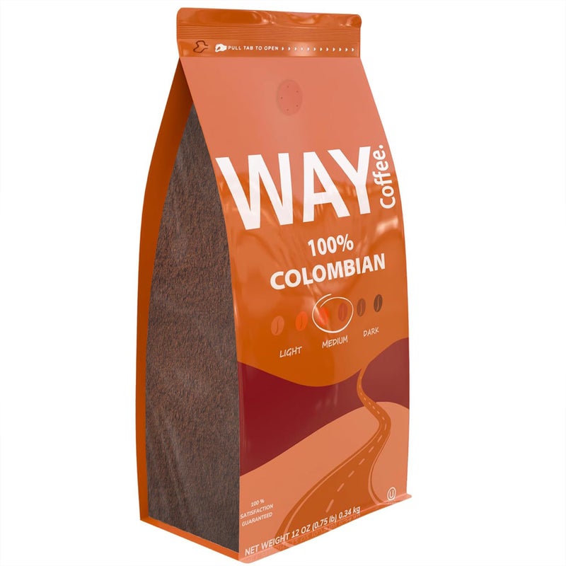 WAY Coffee Medium Roast Ground Coffee - 100% Colombian (12 Oz) - Image 3